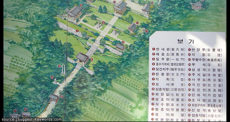 แผนผังของบรรยากาศช่วงใบไม้เปลี่ยนสีที่ วัดบูซอคซา Buseoksa Temple