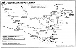แผนที่แสดงสถานที่น่าสนใจ ภายในอุทยานแห่งชาติซอรัคซาน Seoraksan