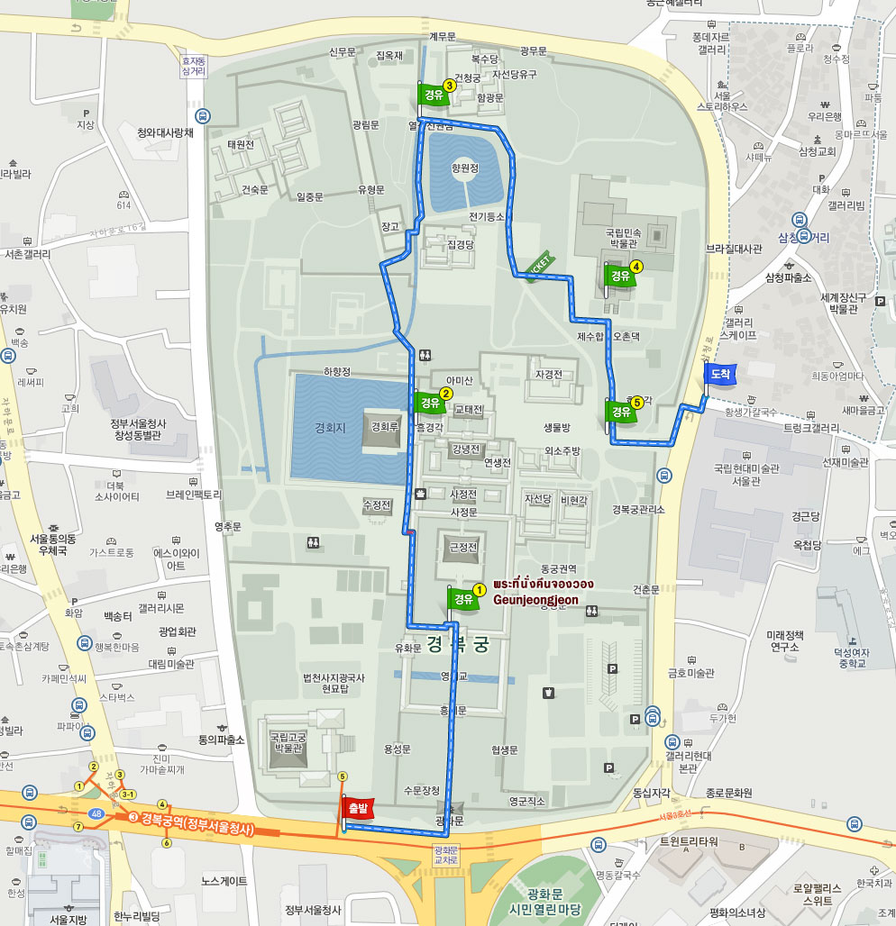 แนะนำเส้นทางเดินเที่ยวในพระราชวังเคียงบกกุง - Gyeongbokgung Palace Route Map