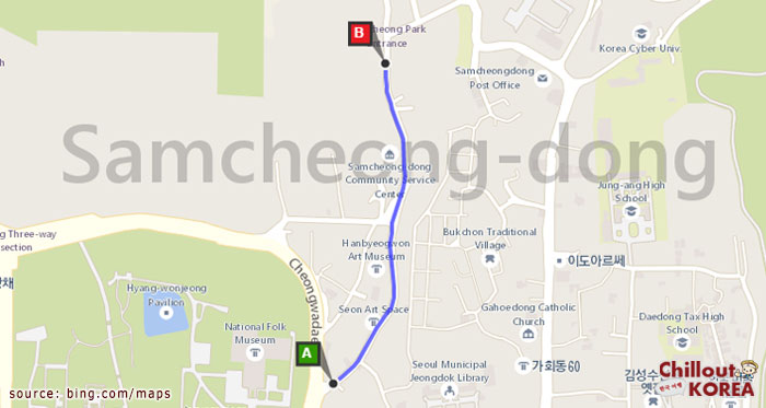 แผนที่ทางเดินถนนซัมชองดองกิล