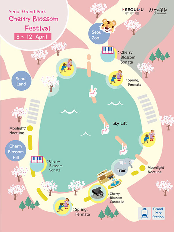 แผนที่จัดงานชมซากุระที่สวน Seoul Grand Park